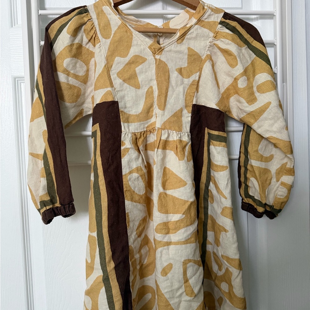 Zara Kids Dress in Brown, Cream, and Green